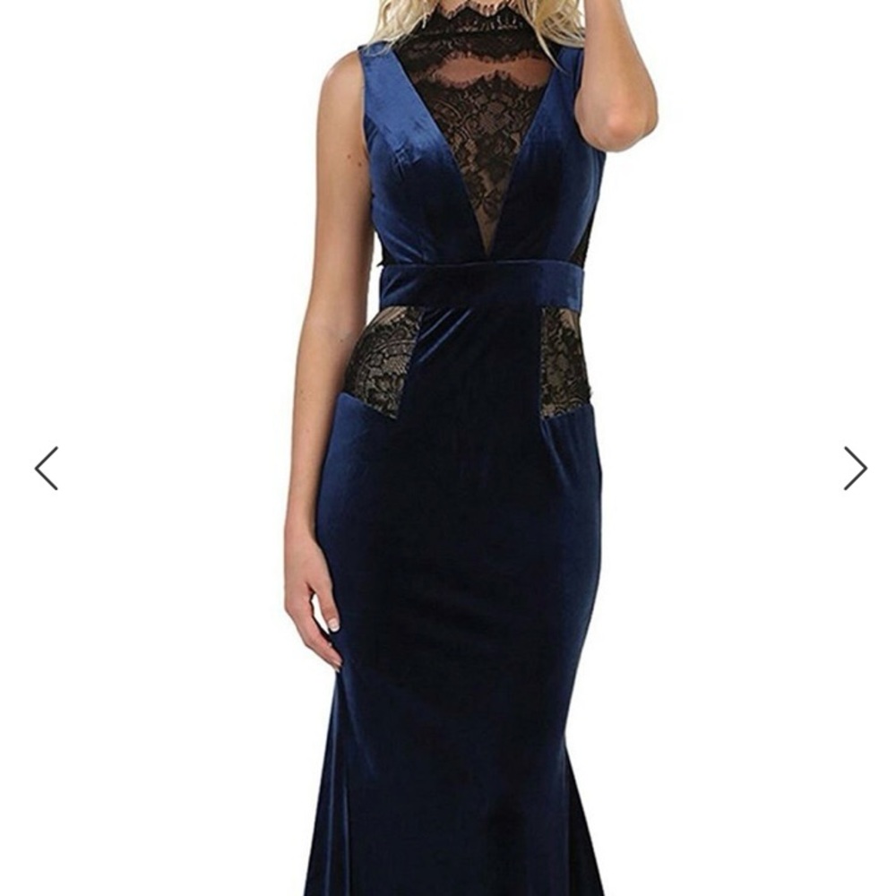 Royal Queen collection navy blue velvet with lace.